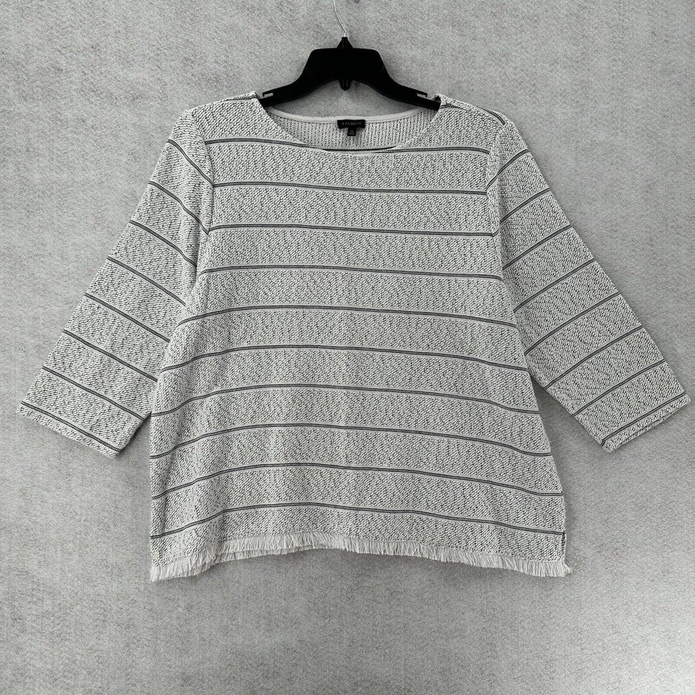 Talbot Top Womens XL‎ Cotton Raw Hem Striped Sweater Knit Blouse